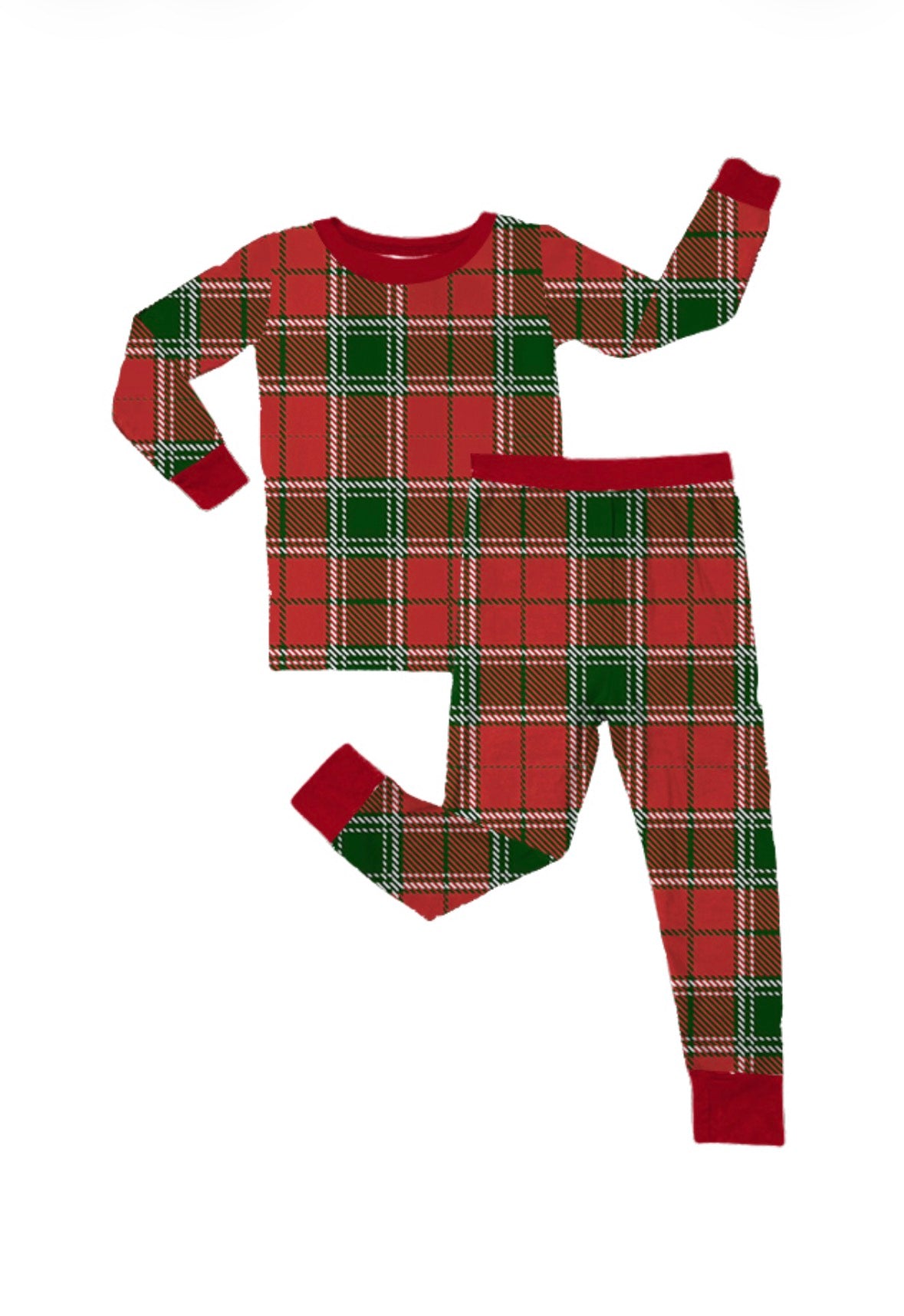 Plaid Kids Bamboo Long Sleeve Pant Set