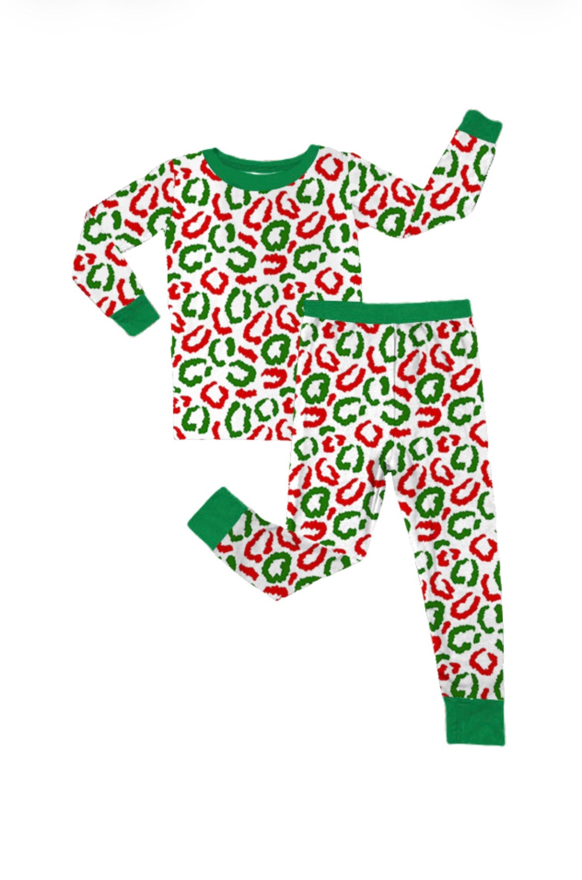Christmas Leopard Kids Bamboo Long Sleeve Pant Set