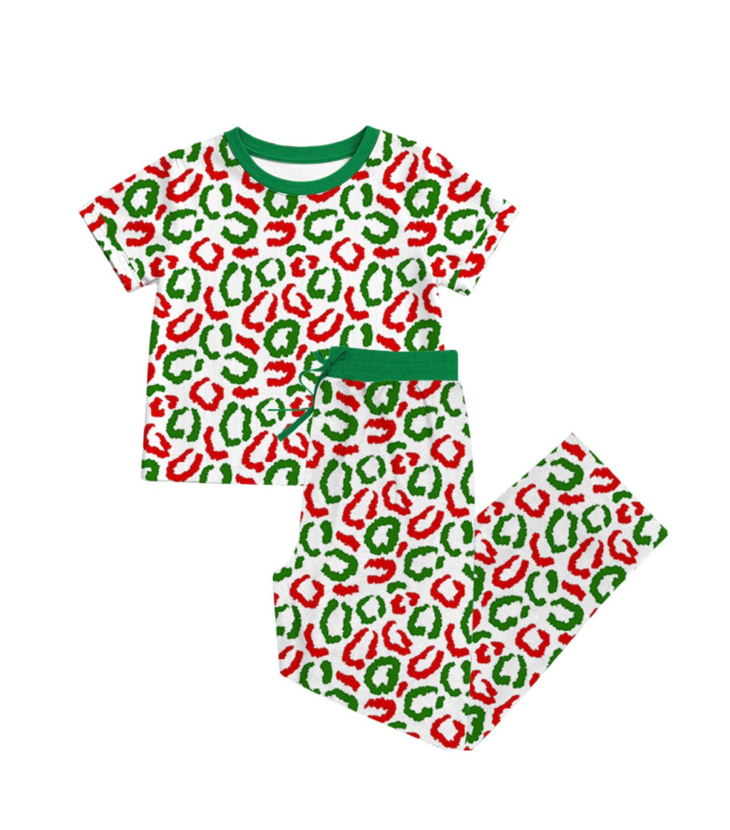 Christmas Leopard Adult Bamboo Pant Set