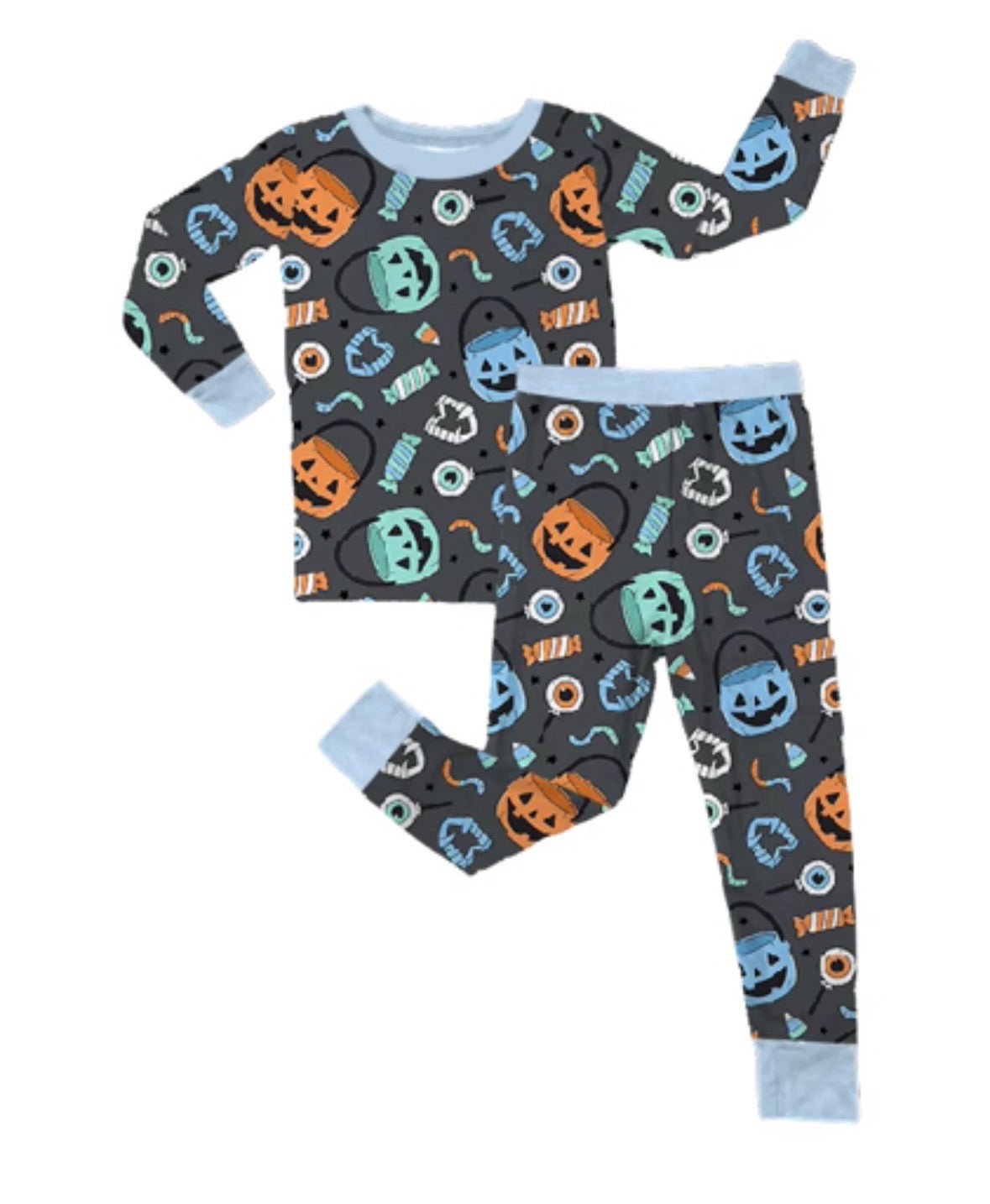 Kids Two Piece Blue and Orange Pumpkin Set