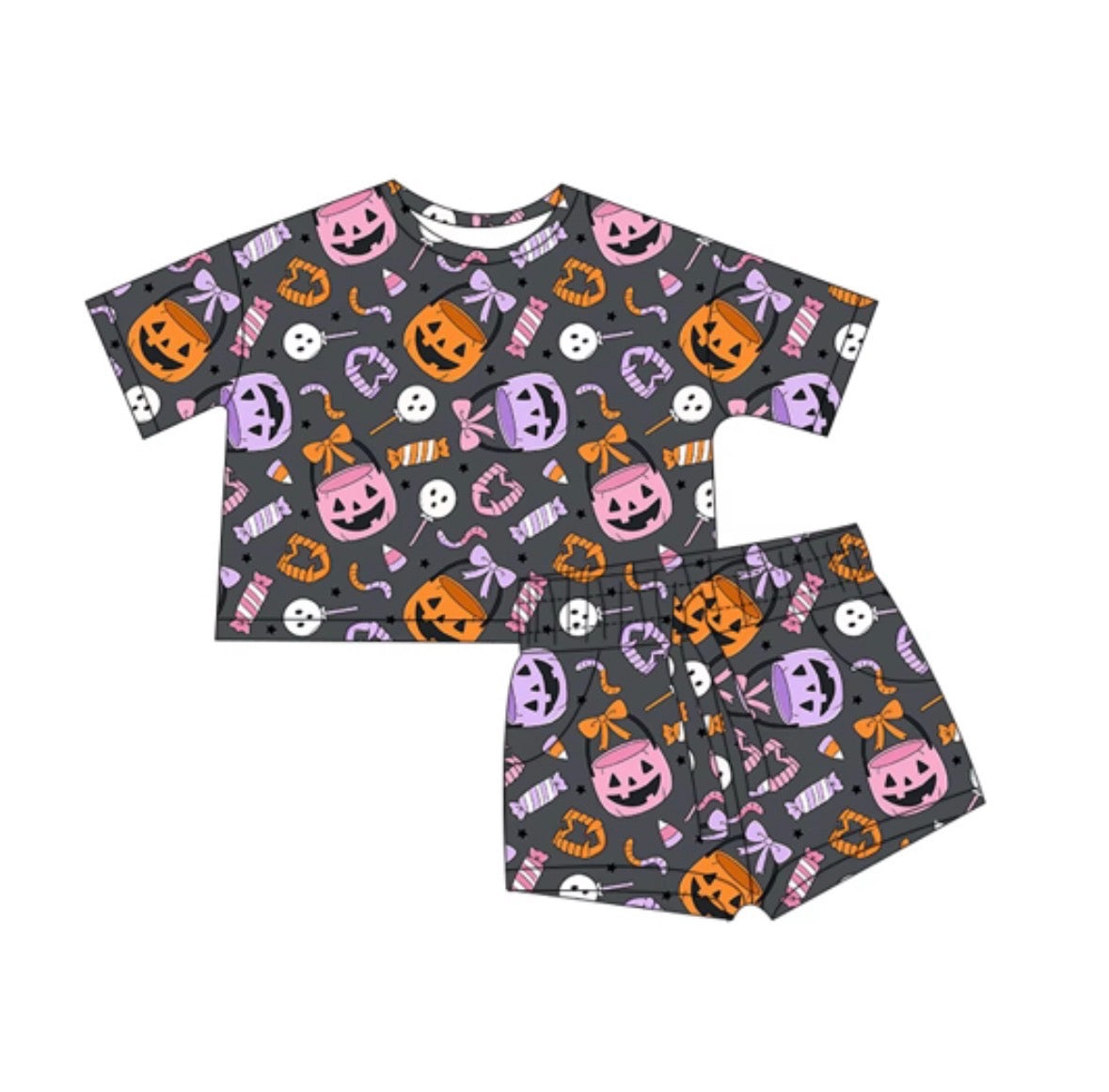Pink Pumpkin Adult Short Set